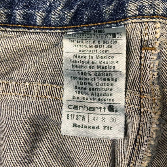 Carhartt Outdoor Workwear B17 STW Relaxed Fit Blue Denim Jeans Used Mens 44x30 - Picture 3 of 5